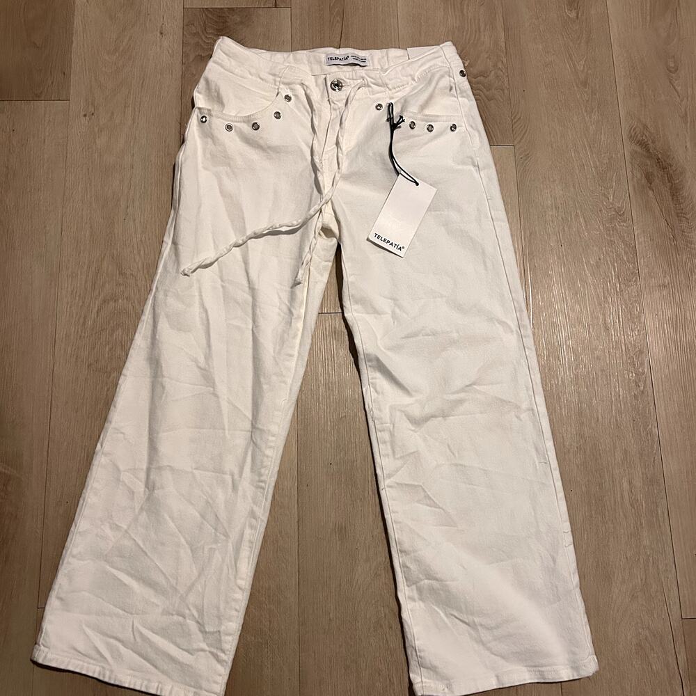 Telepatía White Low Rise Wide Leg Jeans Size 11/30 NWT
